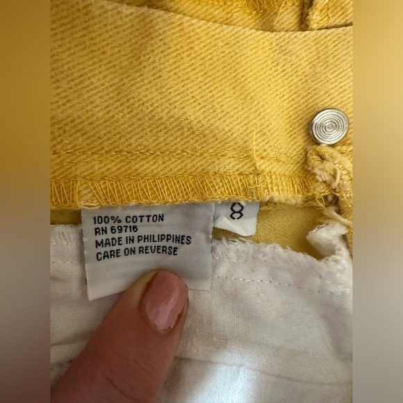 VTG Jordache Skirt Womens 8 Denim Jean Yellow Pencil Knee Length Pockets 80s 90s - Picture 6 of 8